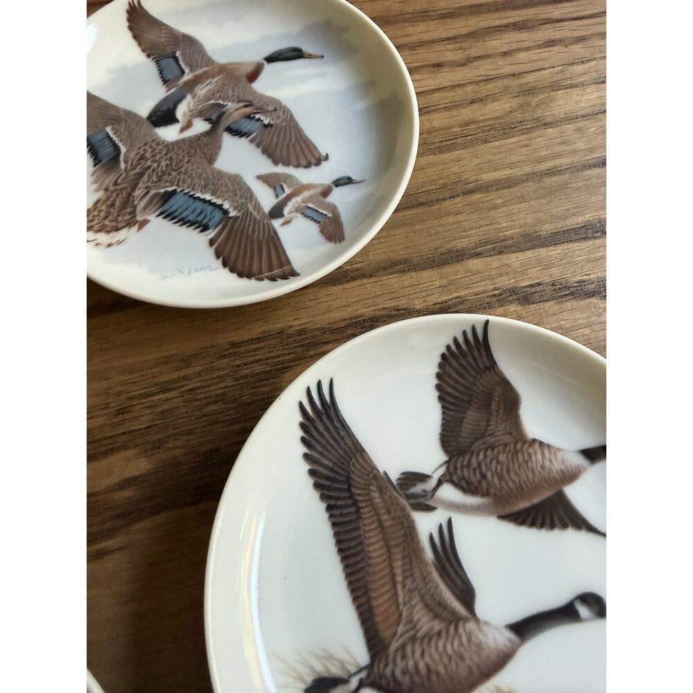 Vintage Decorative Plates Nature's Heritage 4'' Mallards Geese Ducks Set Of 3 - Picture 3 of 6